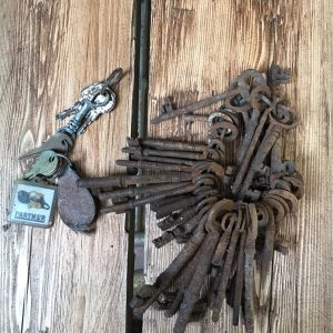 Vintage collection of antique cast iron keys