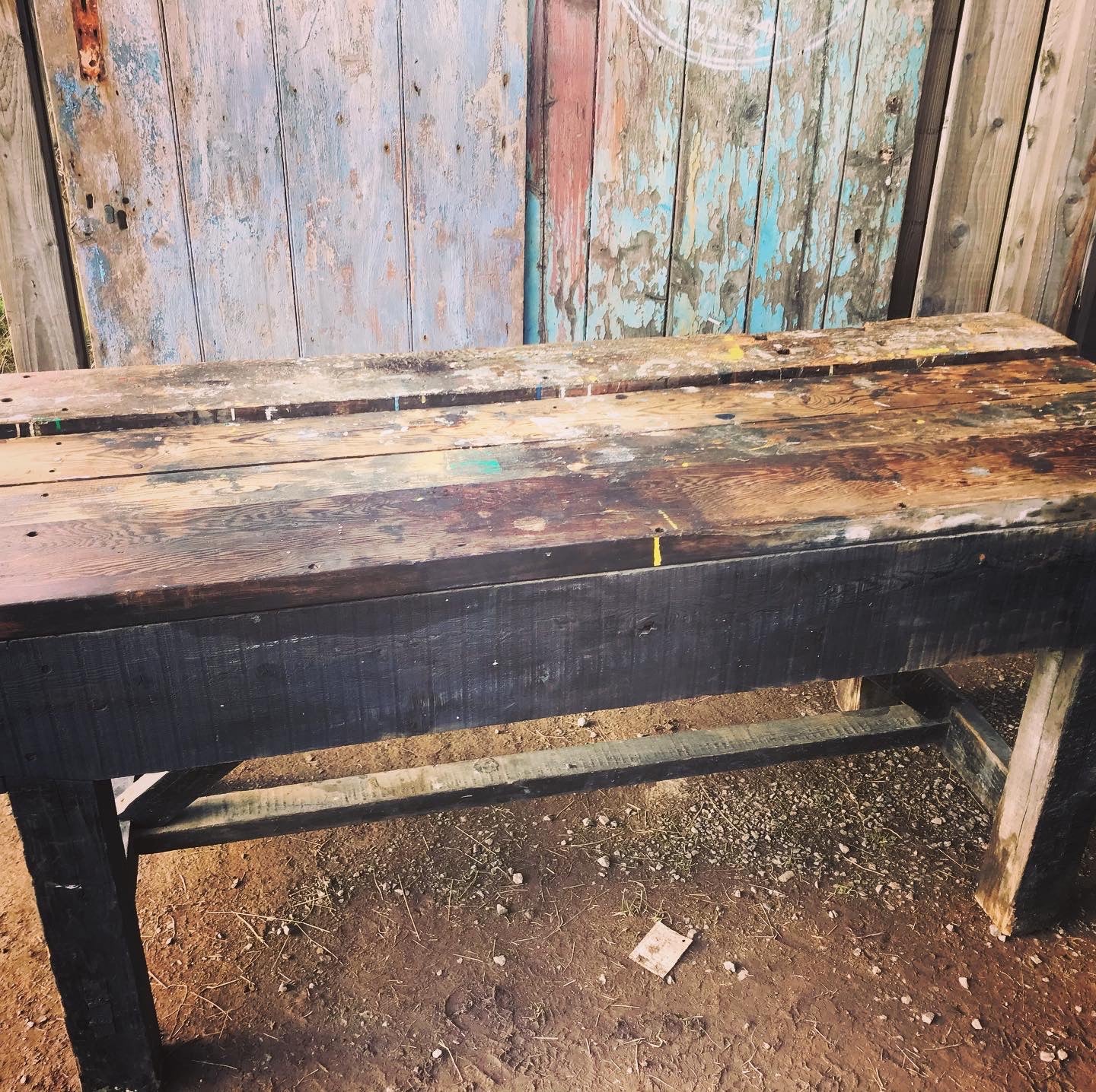 Antique vintage carpenters workbench workshop table