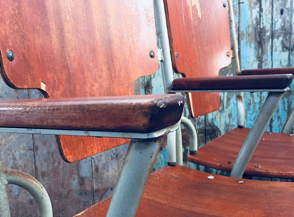 Vintage set of folding cinema school seats