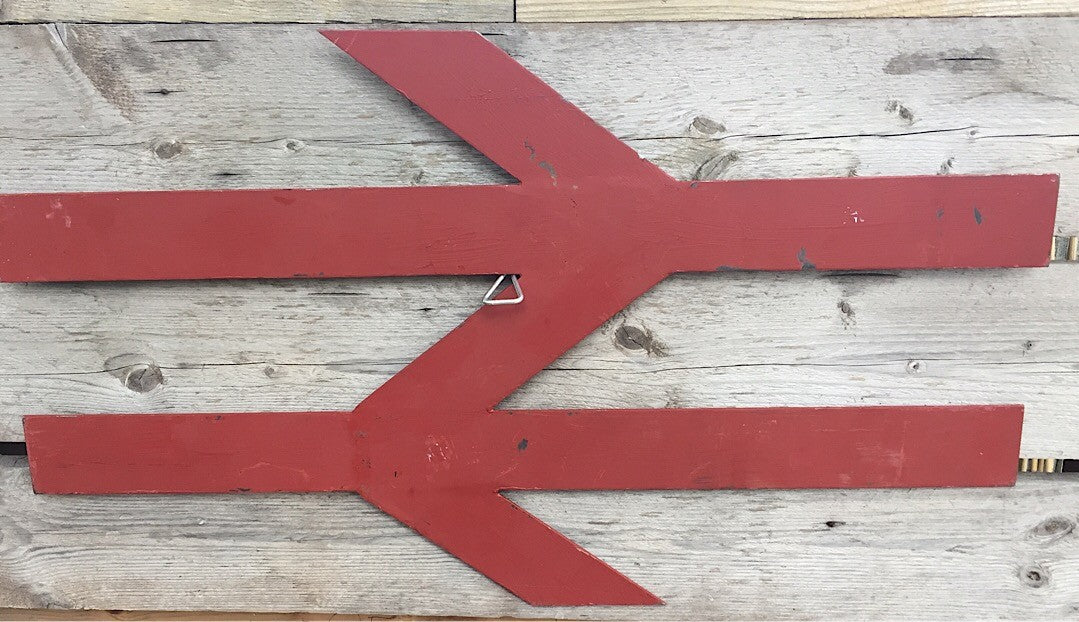 Vintage steel British Railways BR double arrow sign