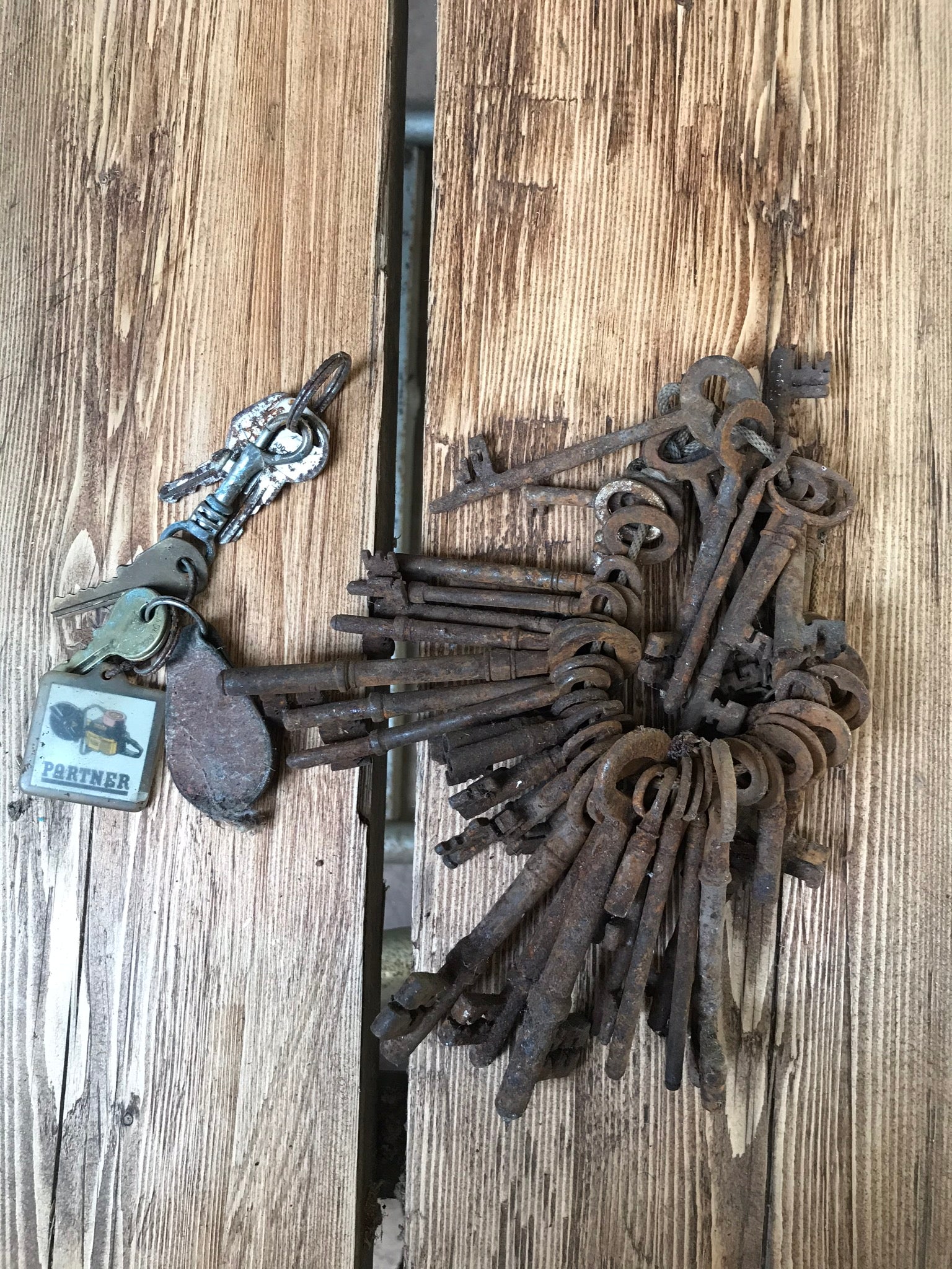 Vintage collection of antique cast iron keys