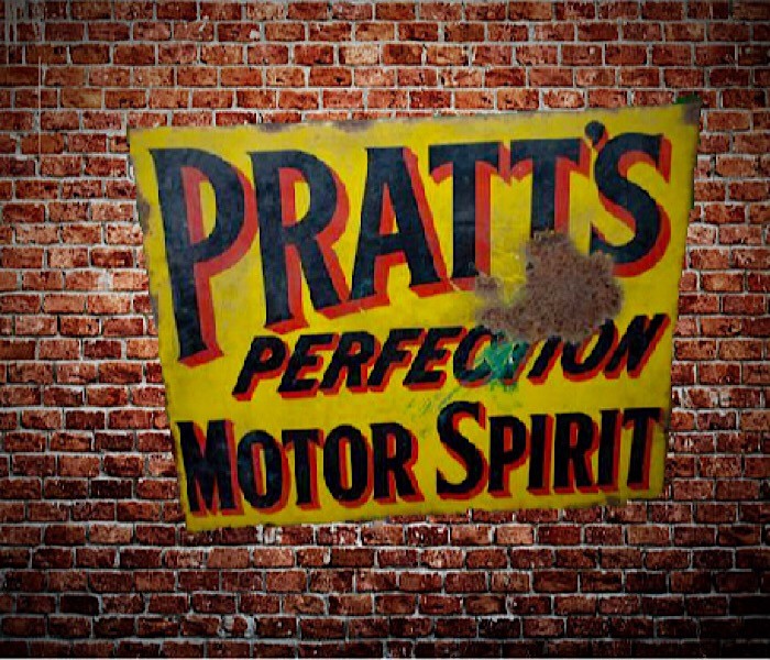 Vintage Pratts motor spirit enamel metal advertising sign