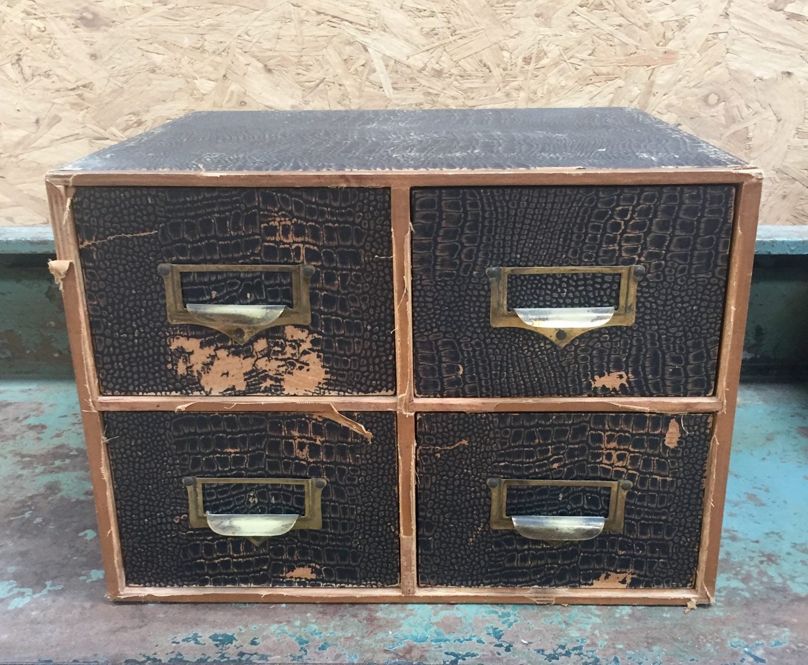 Vintage wooden Cobra Series index recipe storage drawers