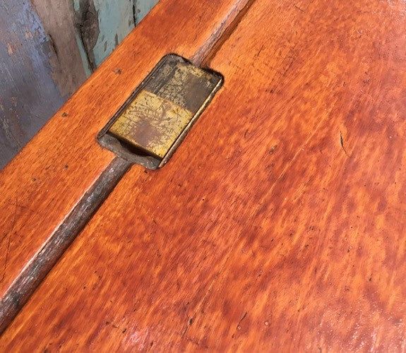 Antique double pine school desk side table