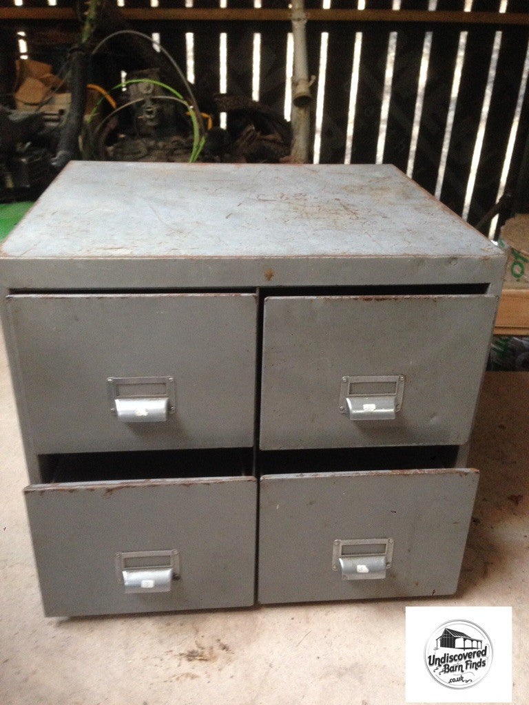 Vintage Retro Industrial Metal Four Drawer Cabinet Ex Military