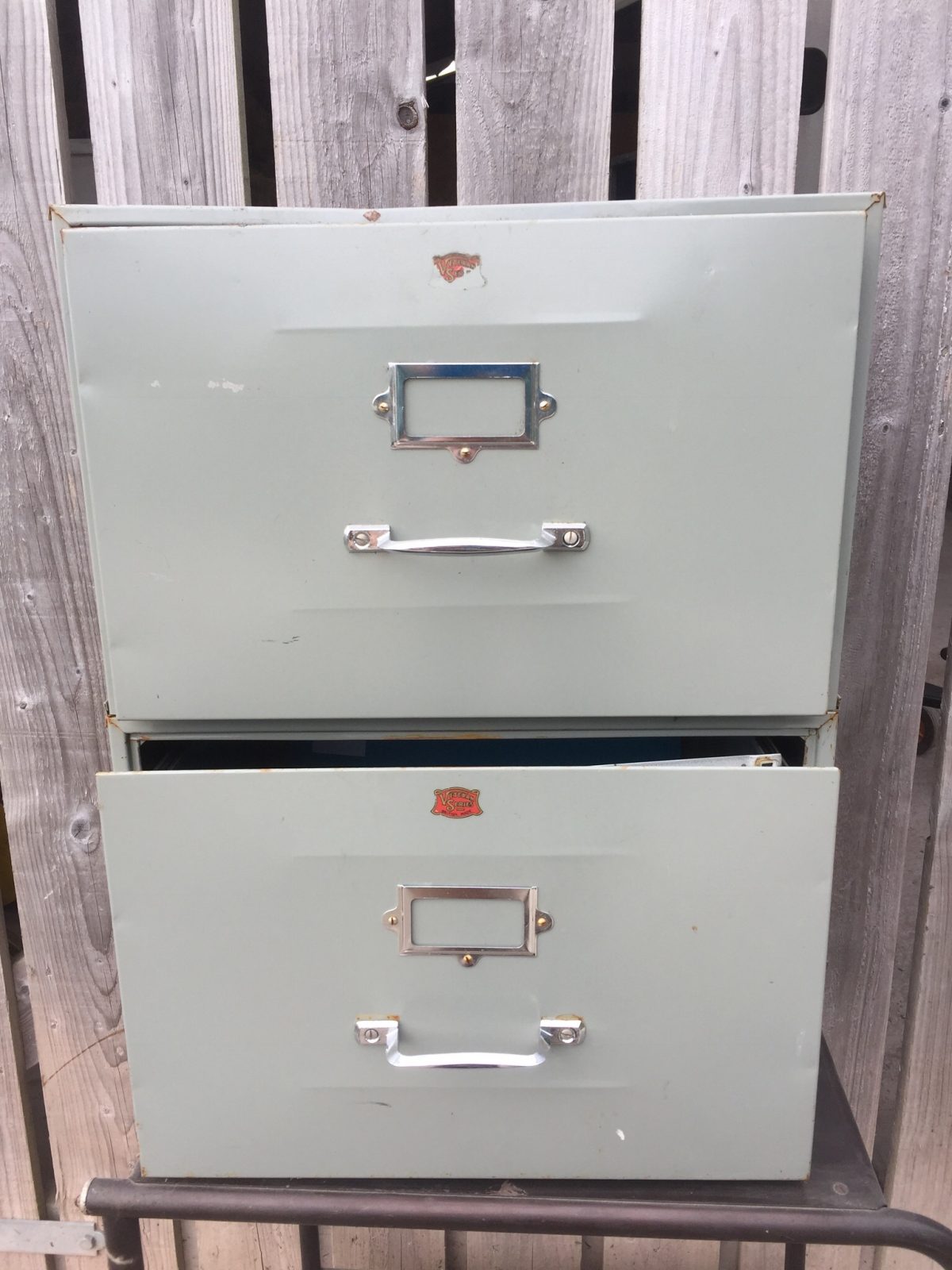 vintage Veteran Industrial stacking Office four A4 drawer filing cabinet