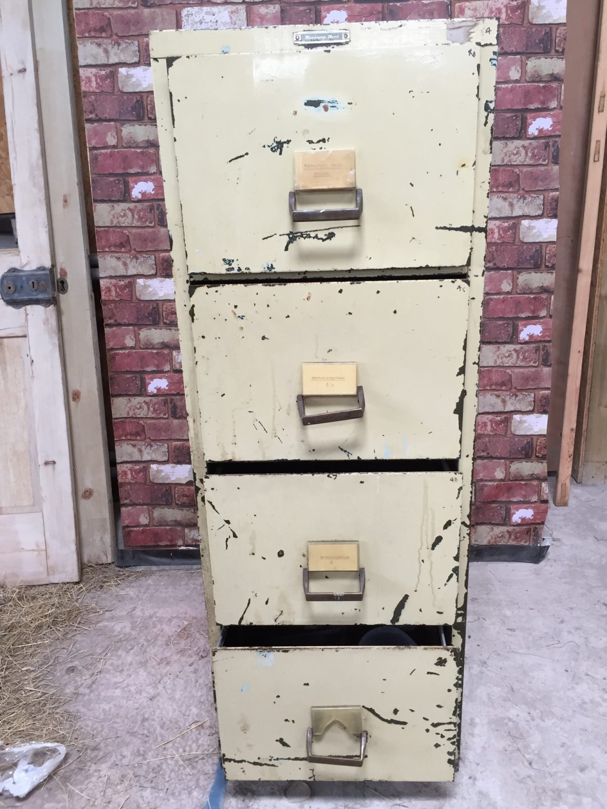 vintage Industrial Office green four 4 drawer filing cabinet
