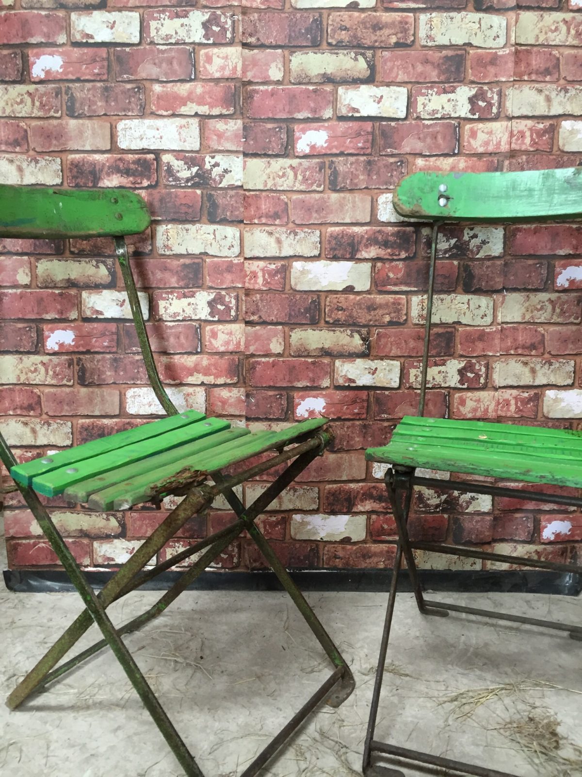Classic French green garden folding chairs