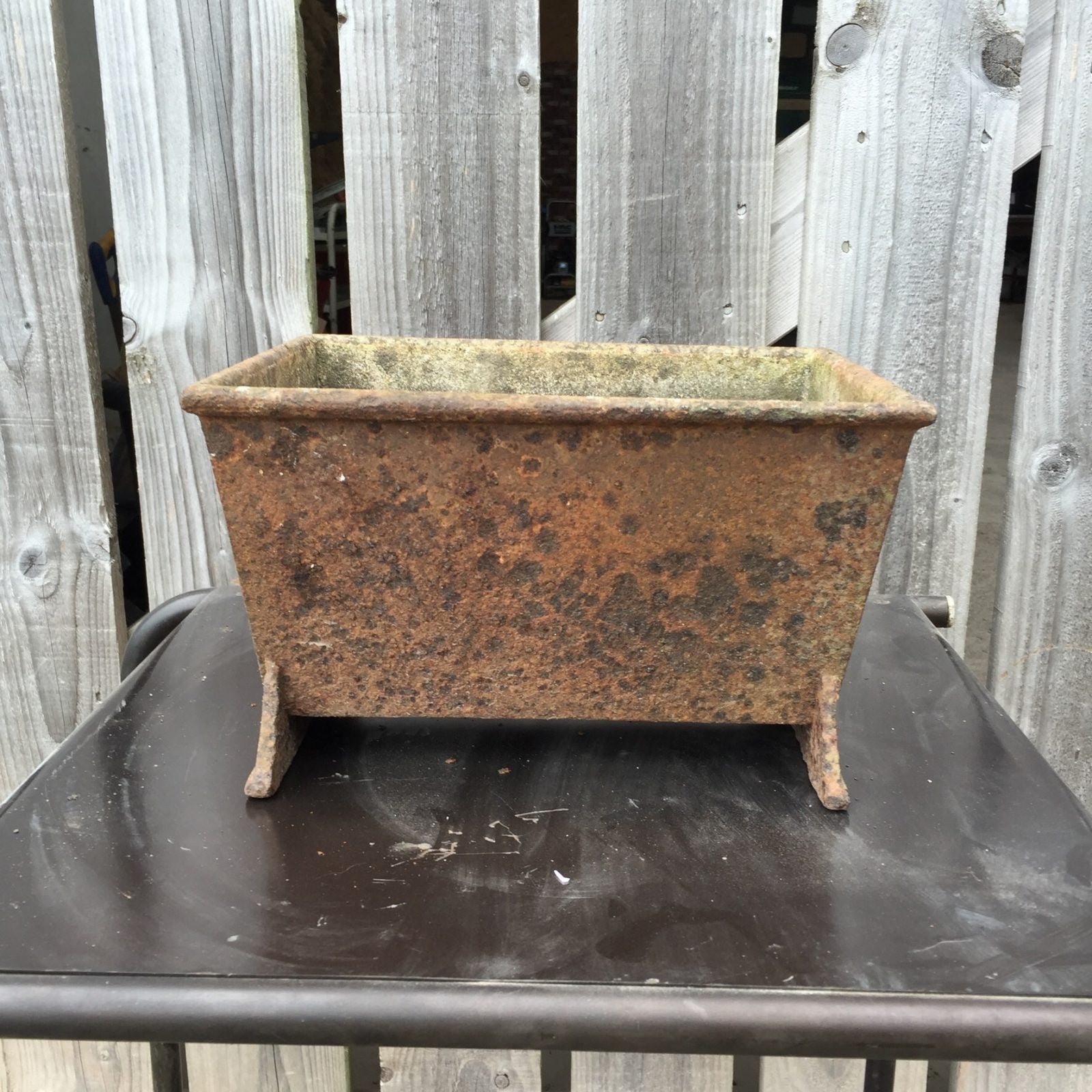 Original salvaged old cast iron feeder trough garden planter