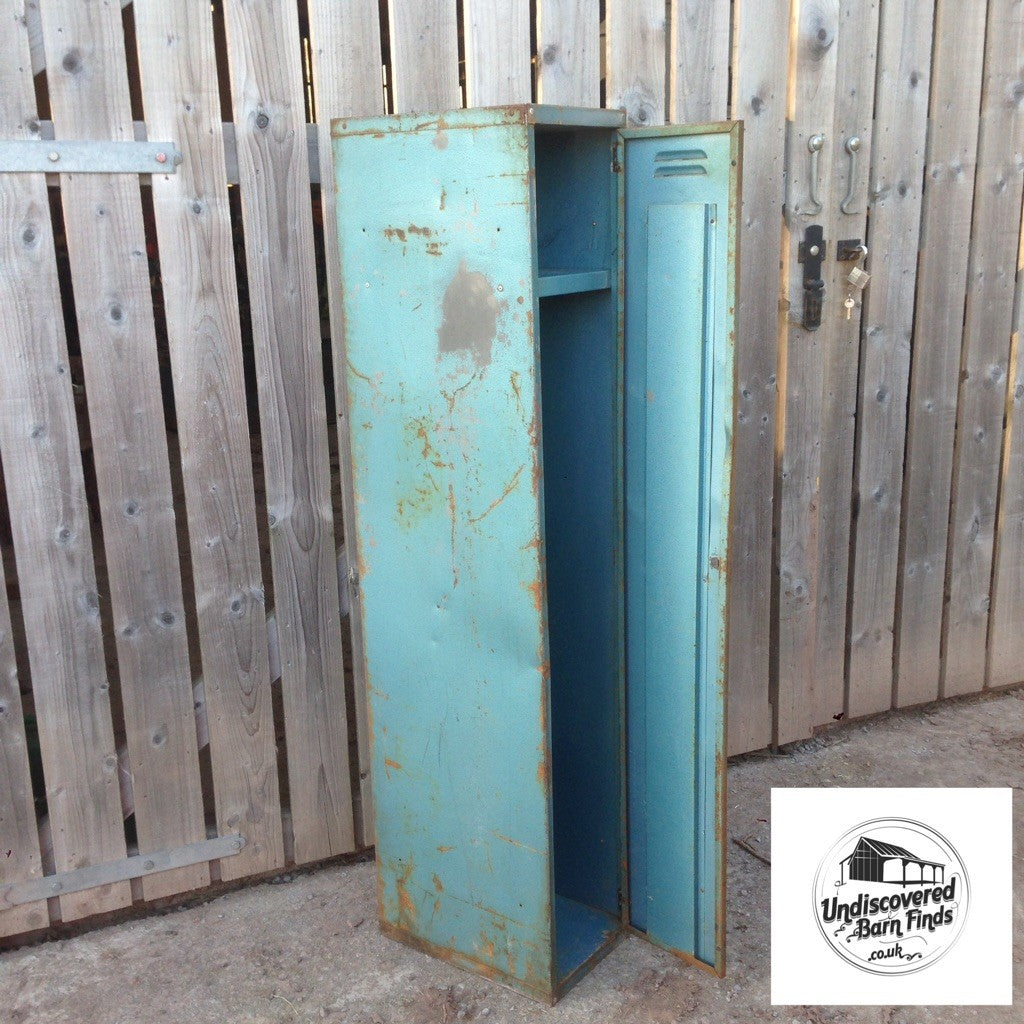 Vintage industrial steel single column locker cabinet